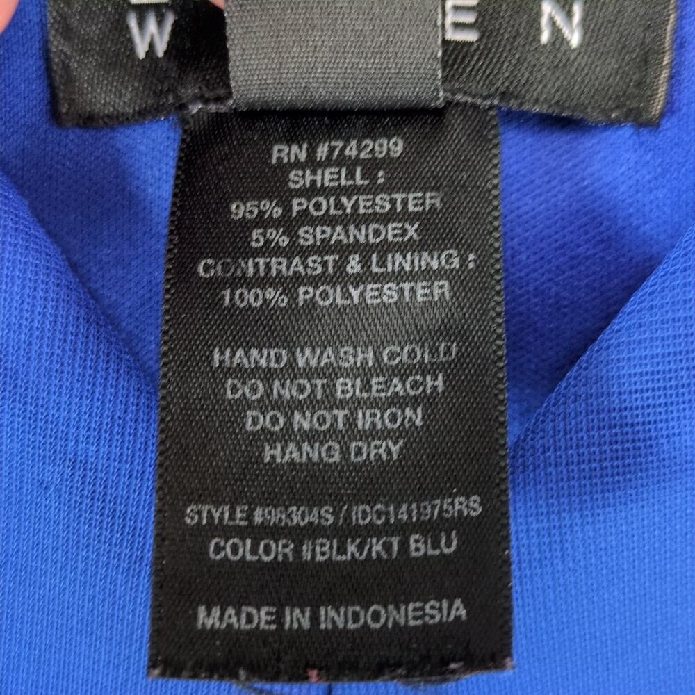 Enfocus Women's 20W Blue & Black Cocktail Dress, Flutter Sleeve, Plunge V Sequin - Picture 6 of 6
